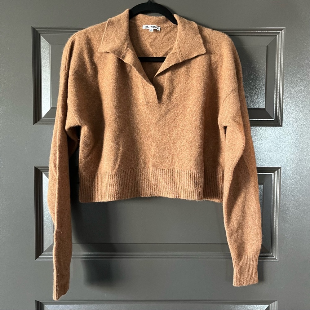 Reformation Brown V-Neck Sweater